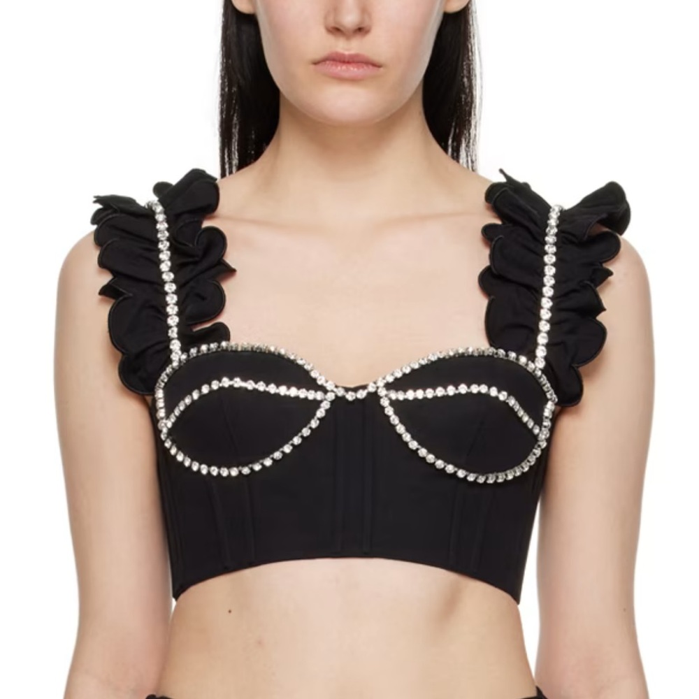 NWT Area Poplin Black Ruffle Tank Top size 2